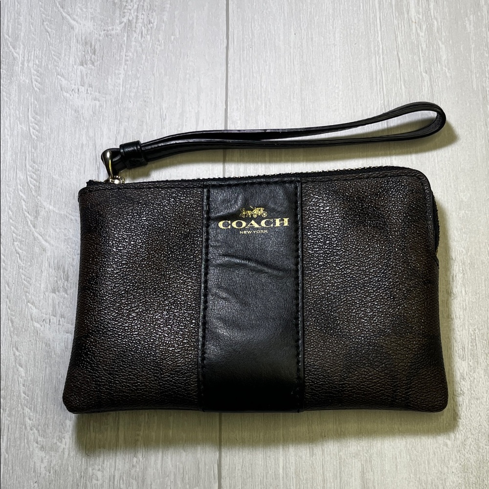 Coach Black Pouch with Gold Zipper